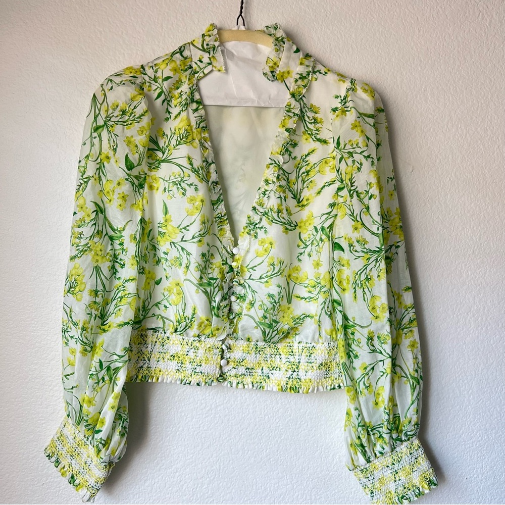 Alice + Olivia Callico Floral Blouse